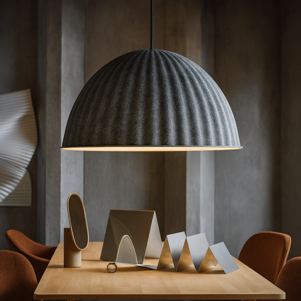 “AuraBell” Acoustic Pendant – Light Grey Ø 55 cm