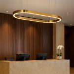 Luxury Electroplated Oval Gold Bottom Lit Led Pendant Light (60W, 4ft × 2ft)