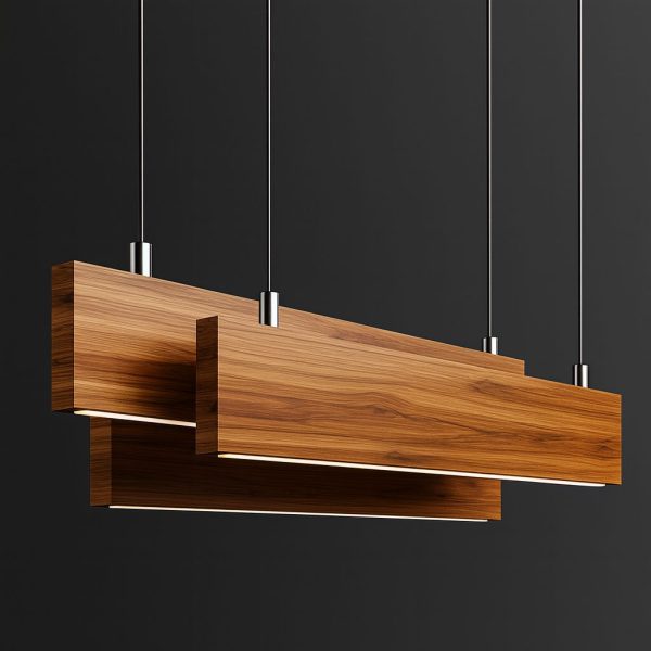 Dark Wood Pendant Led Linear Light- 20w