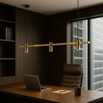 Premium Linear Brass Pendant Light – 30W | Adjustable Hanging | 4ft Length - Image 3