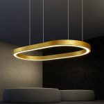 Luxury Electroplated Oval Gold Bottom Lit Led Pendant Light (60W, 4ft × 2ft) - Image 4