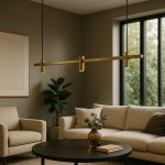 Premium Linear Brass Pendant Light – 30W | Adjustable Hanging | 4ft Length - Image 4