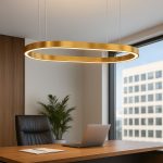 Luxury Electroplated Oval Gold Bottom Lit Led Pendant Light (60W, 4ft × 2ft) - Image 3