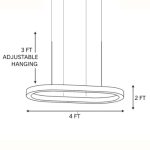 Black Oval Bottom Lit Led Pendant Light (60W, 4ft × 2ft) - Image 4