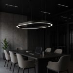 Black Oval Bottom Lit Led Pendant Light (60W, 4ft × 2ft)