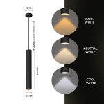 Acco LED Black Pendant Light with Inbuilt Led(⌀5.5cm, Length 31cm) - Image 4