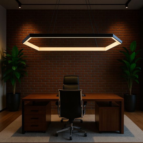 Black Hexagon Shaped Led 4 Feet Modern Chandelier