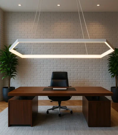 White Hexagon 4 Feet LED Modern Chandelier